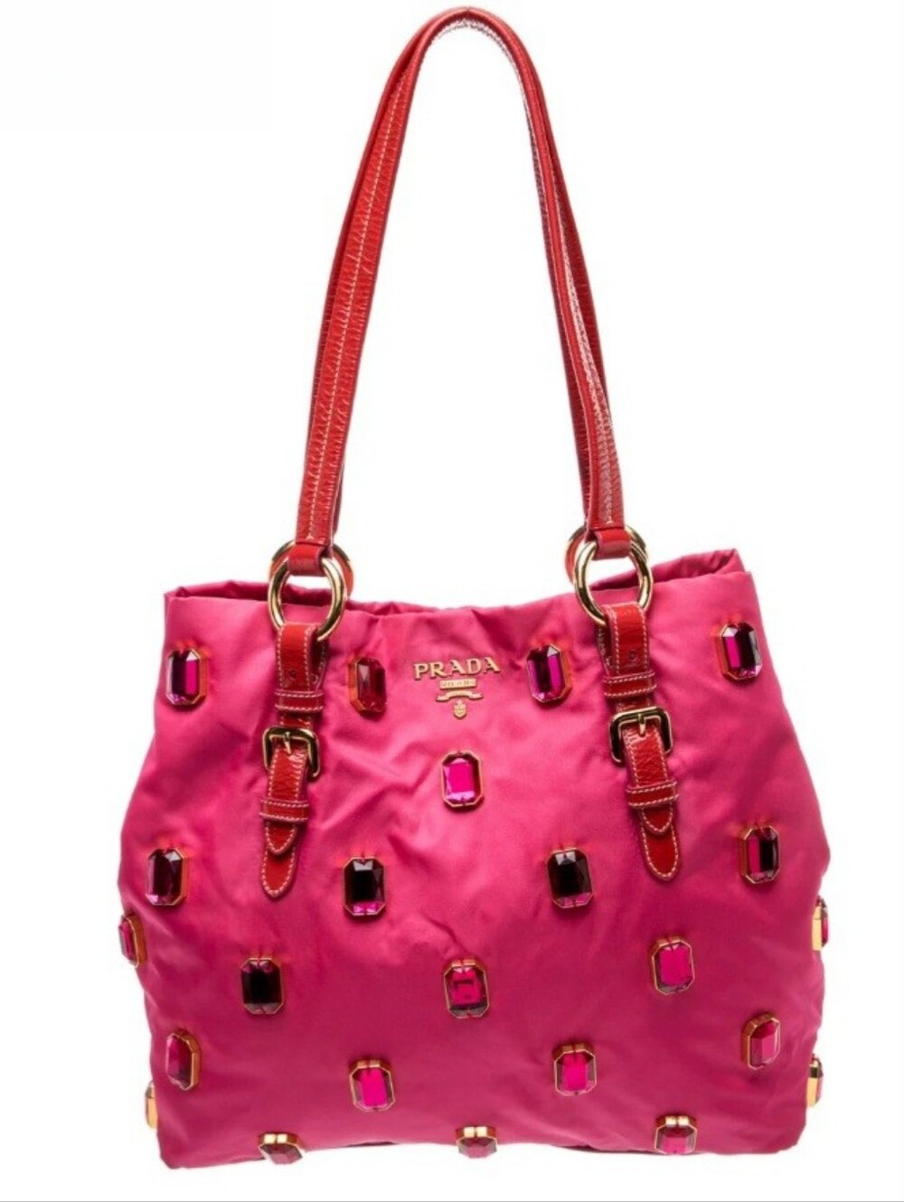 Prada 💖Jeweled Top Handle Bag Pink 💖 Tessuto Tessuto Nylon Shoulder Bag Purse